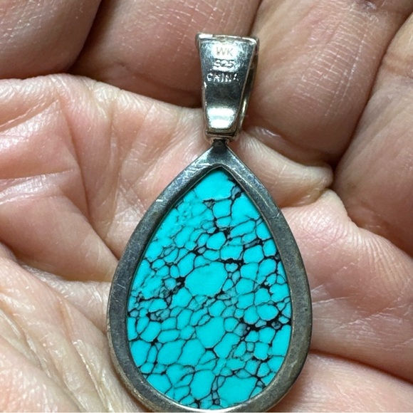 WK Whitney Kelly Turquoise Pendant Teardrop Shaped 925 Sterling 5423 B - Picture 10 of 12